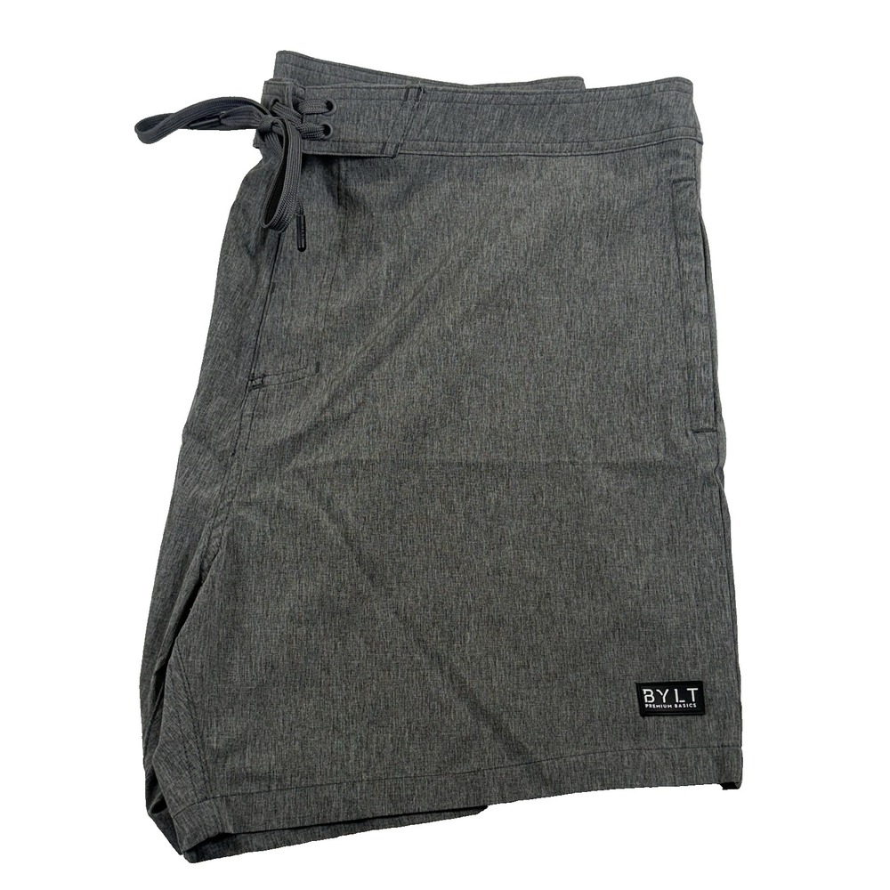BYLT Premium Basics Gray Performance Shorts Mens 38 Large Drawstring Stretch